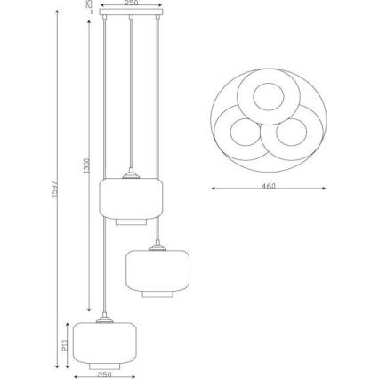 Lucide 46413/13/65 - Lestenec na vrvici MEDINE 3xE27/40W/230V dimna