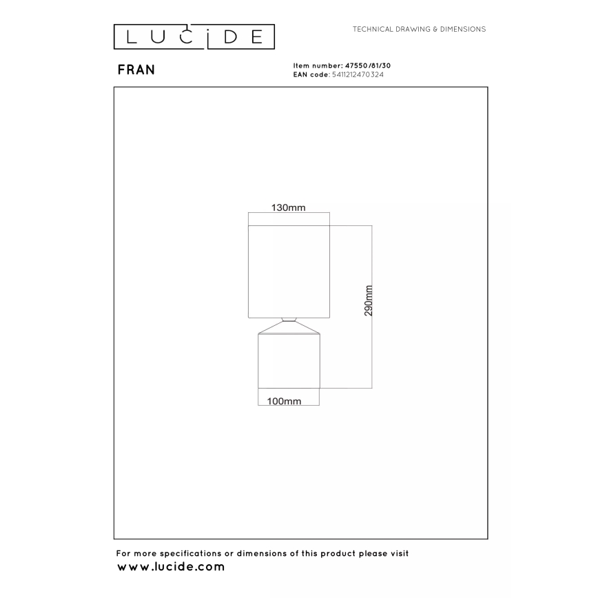 Lucide 47550/81/30 - Namizna svetilka FRAN 1xE14/40W/230V črna