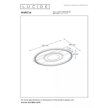 Lucide 53100/30/30 - Zatemnjevalna LED stropna svetilka MARCIA LED/32W/230V 2700K 40x42 cm