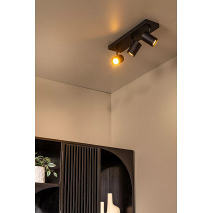 Lucide 53910/03/30 - Stropna smerna svetilka AMIGO 3xGU10/40W/230V črna