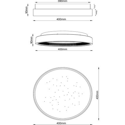 Lucide 71102/40/30 - LED Zatemnitvena stropna svetilka ESTREJA LED/40W/230V 2500-3000K pr. 40 cm črna + Daljinski upravljalnik