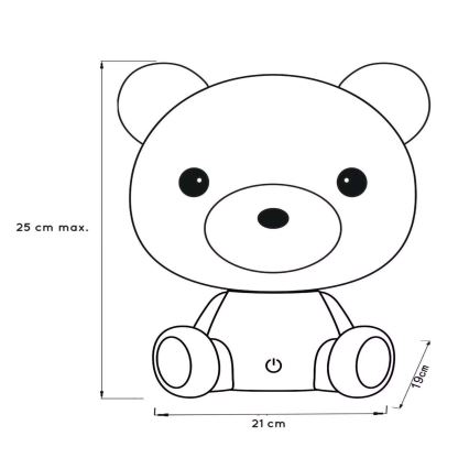 Lucide 71590/03/31 - LED Zatemnitvena otroška nočna lučka DODO LED/3W/230V beli medvedek