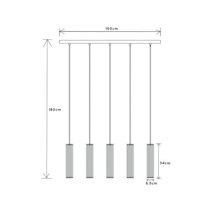 Lucide 73406/05/30 - Lestenec na vrvici LIONEL 5xE27/60W/230V