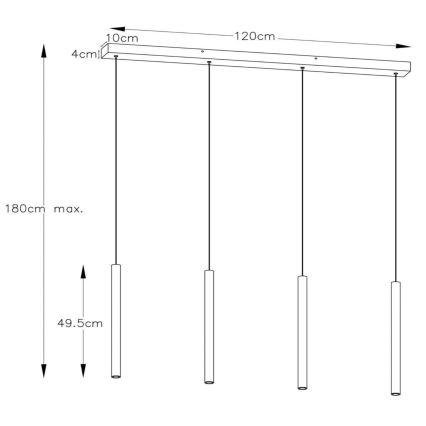 Lucide 74403/04/30 – Zatemnitveni lestenec na vrvici LORENZ 4×LED/4W/230V črn