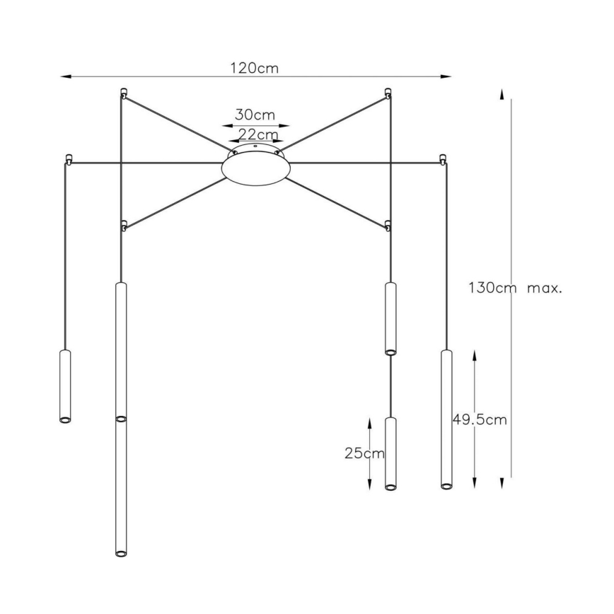 Lucide 74403/06/30 - LED Zatemnitveni lestenec na vrvici LORENZ 6xLED/4W/230V pajek črna