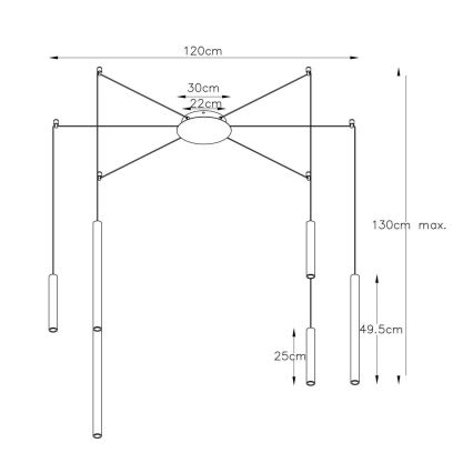 Lucide 74403/06/97 - LED Zatemnitveni lestenec na vrvici LORENZ 6xLED/4W/230V baker