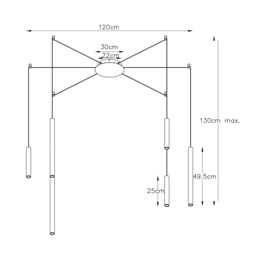 Lucide 74403/06/97 - LED Zatemnitveni lestenec na vrvici LORENZ 6xLED/4W/230V baker