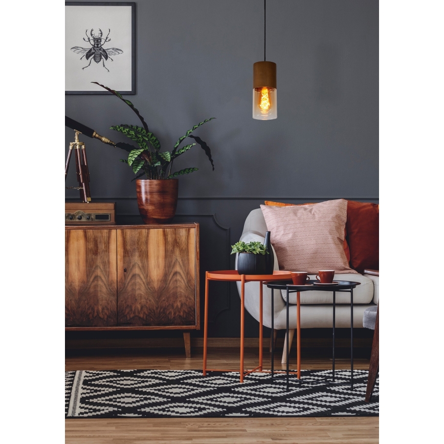 Lucide 74410/01/62 - Lestenec na vrvici ZINO 1xE27/60W/230V rjav