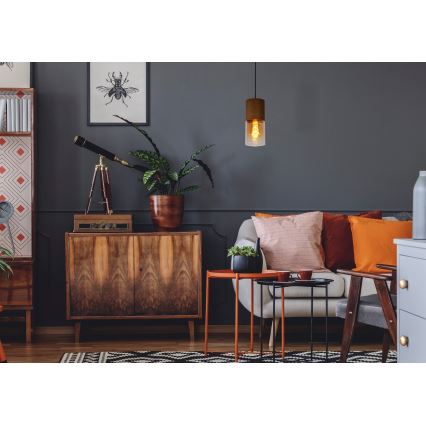 Lucide 74410/01/62 - Lestenec na vrvici ZINO 1xE27/60W/230V rjav