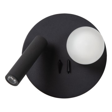 Lucide 77286/02/30 - LED Stenska svetilka MATIZ 2xLED/3,5W/230V USB črna