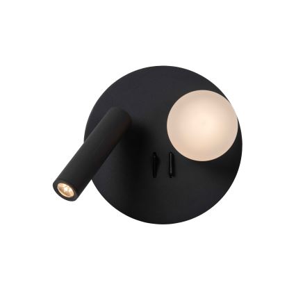 Lucide 77286/02/30 - LED Stenska svetilka MATIZ 2xLED/3,5W/230V USB črna