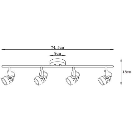 Lucide 77974/20/17 - LED Reflektor CIGAL 4xGU10/5W/230V bakren