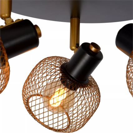 Lucide 77978/13/02 - Reflektor MAREN 3xE14/13W/230V črna/medenina