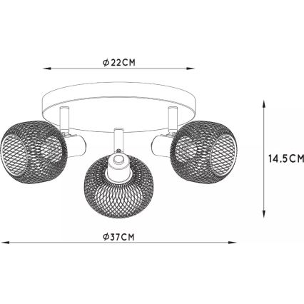 Lucide 77978/13/02 - Reflektor MAREN 3xE14/13W/230V črna/medenina