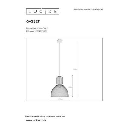 Lucide 78395/01/43 - Lestenec na vrvici GASSET 1xE27/60W/230V rjava
