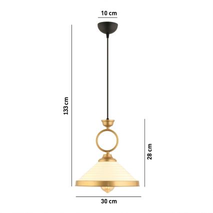 Lustar na lanku MONZA 1xE27/40W/230V pr. 30 cm kremasta/bronzana