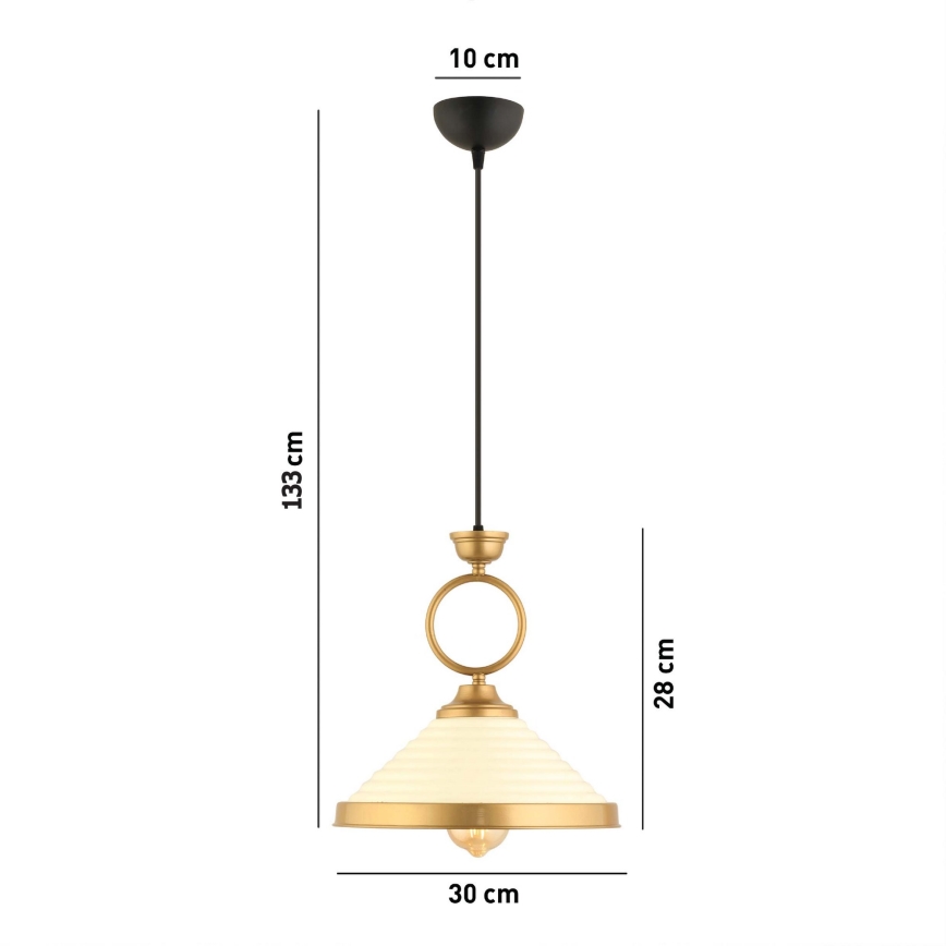 Lustar na lanku MONZA 1xE27/40W/230V pr. 30 cm kremasta/bronzana
