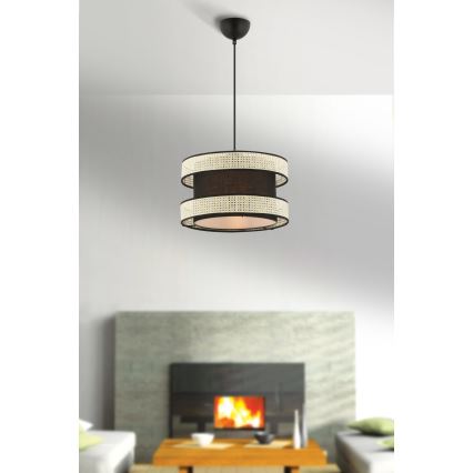 Lustar na vrv HALO 1xE27/60W/230V crna/krem