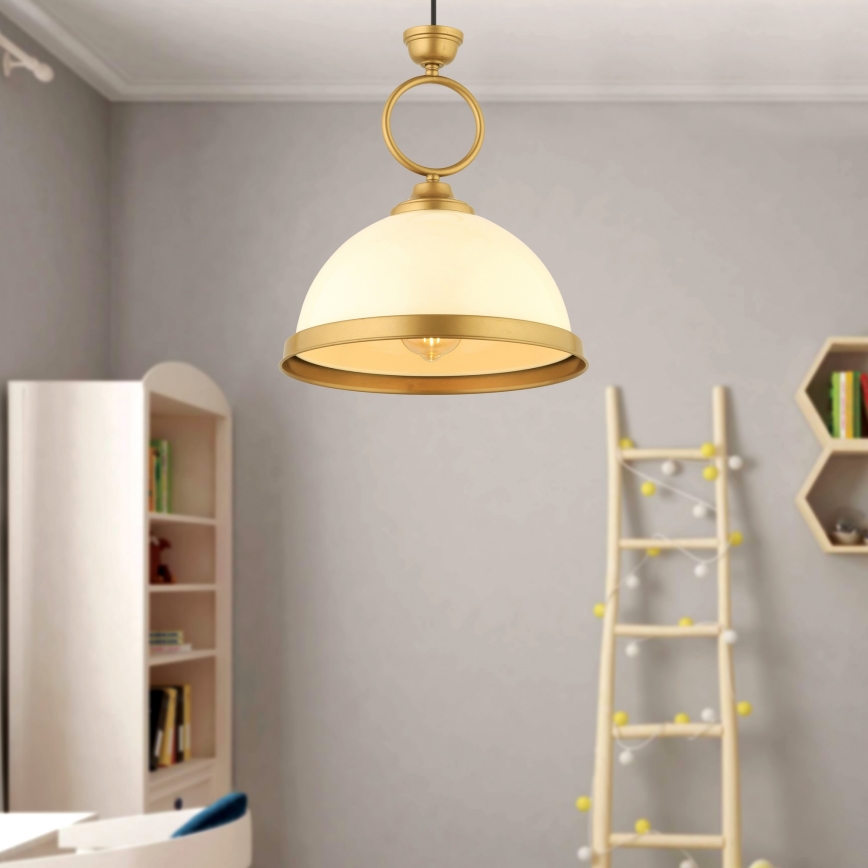 Luster MONZA 1xE27/40W/230V Ø 26 cm kremasta/bronasta