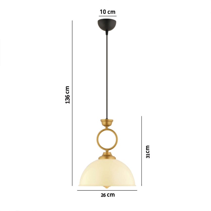 Luster MONZA 1xE27/40W/230V Ø 26 cm kremasta/bronasta