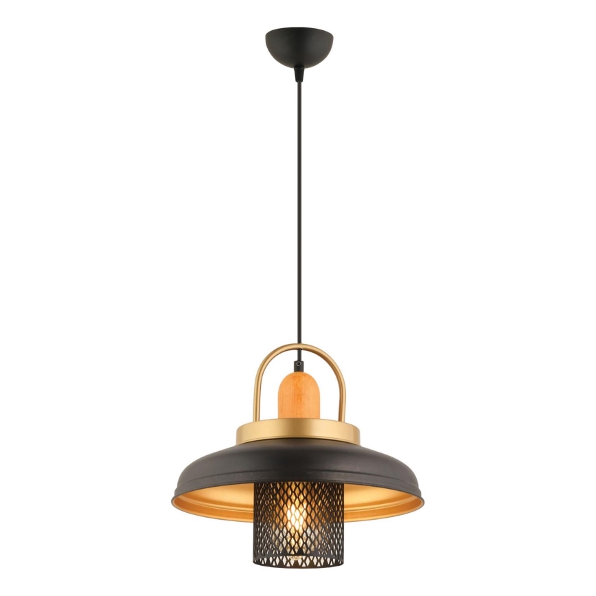 Luster MONZA 1xE27/40W/230V Ø 32 cm crna/zlatna