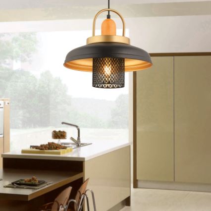 Luster MONZA 1xE27/40W/230V Ø 32 cm crna/zlatna