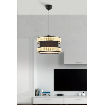 Luster na kablu HALO 1xE27/60W/230V crna/bež