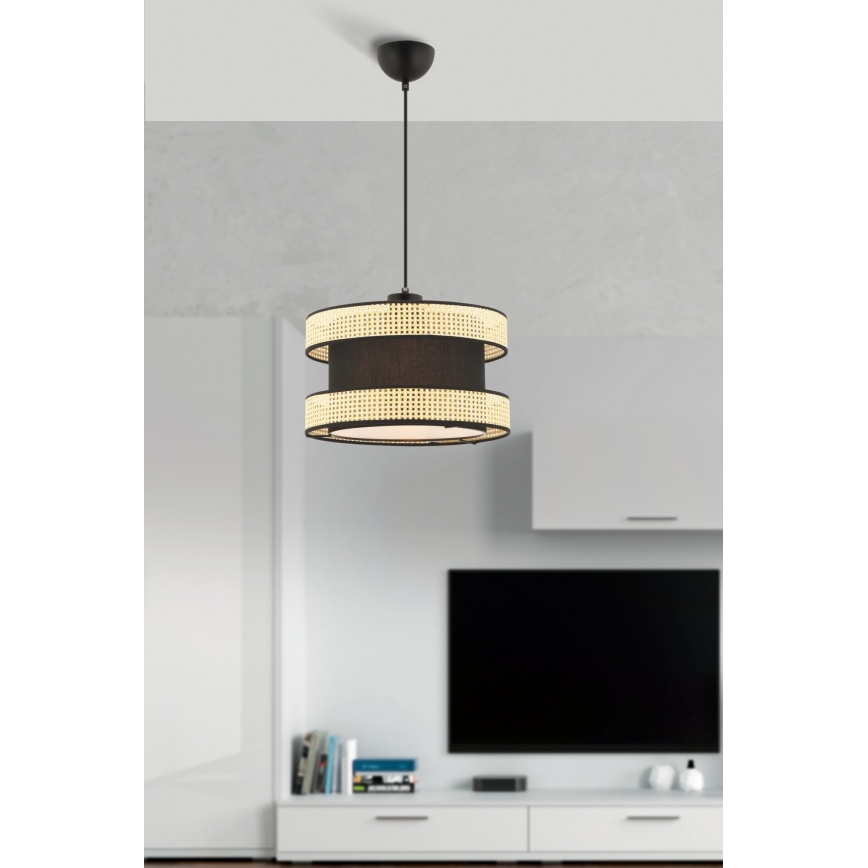 Luster na kablu HALO 1xE27/60W/230V crna/bež