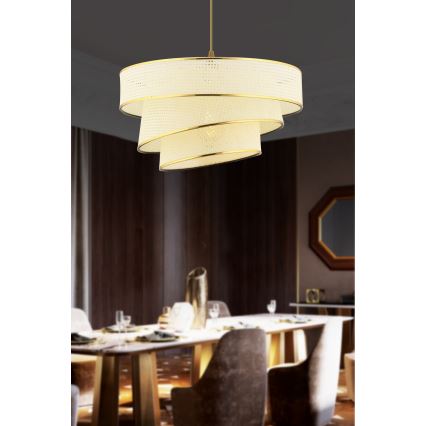 Luster na lanku COUPER 1xE27/60W/230V bela/zlatna