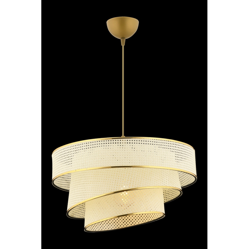 Luster na lanku COUPER 1xE27/60W/230V bela/zlatna