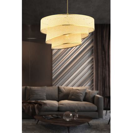 Luster na lanku COUPER 1xE27/60W/230V bež/bel°y
