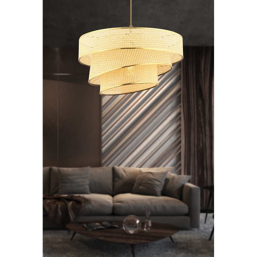 Luster na lanku COUPER 1xE27/60W/230V bež/bel°y