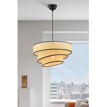 Luster na lanku COUPER 1xE27/60W/230V bežová/černá