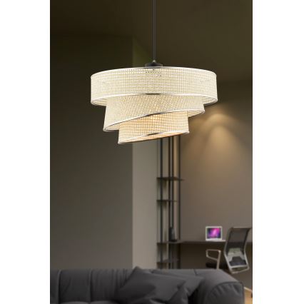 Luster na lanku COUPER 1xE27/60W/230V krem/ sjajni hrom