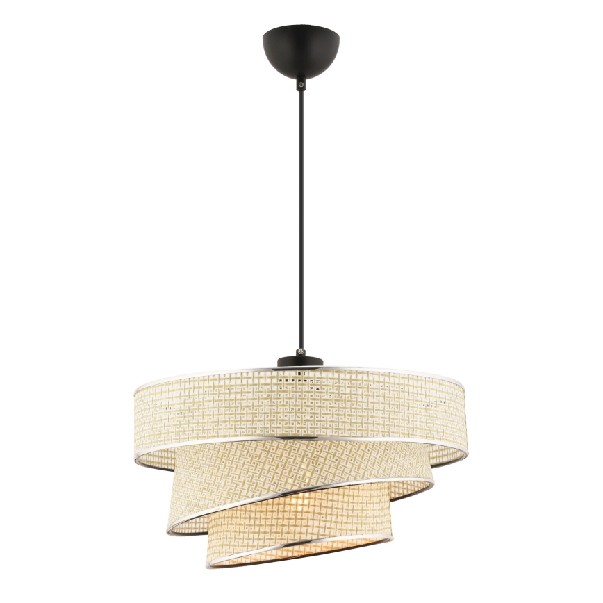 Luster na lanku COUPER 1xE27/60W/230V krem/ sjajni hrom