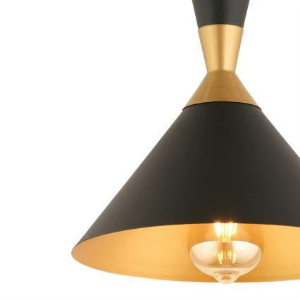 Luster na uzici MONZA 1xE27/40W/230V Ø 25 cm crna/zlatna
