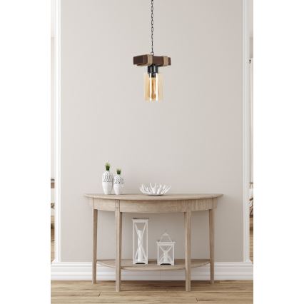 Luster na verigi JASMIN 1xE27/40W/230V rjava/bežna