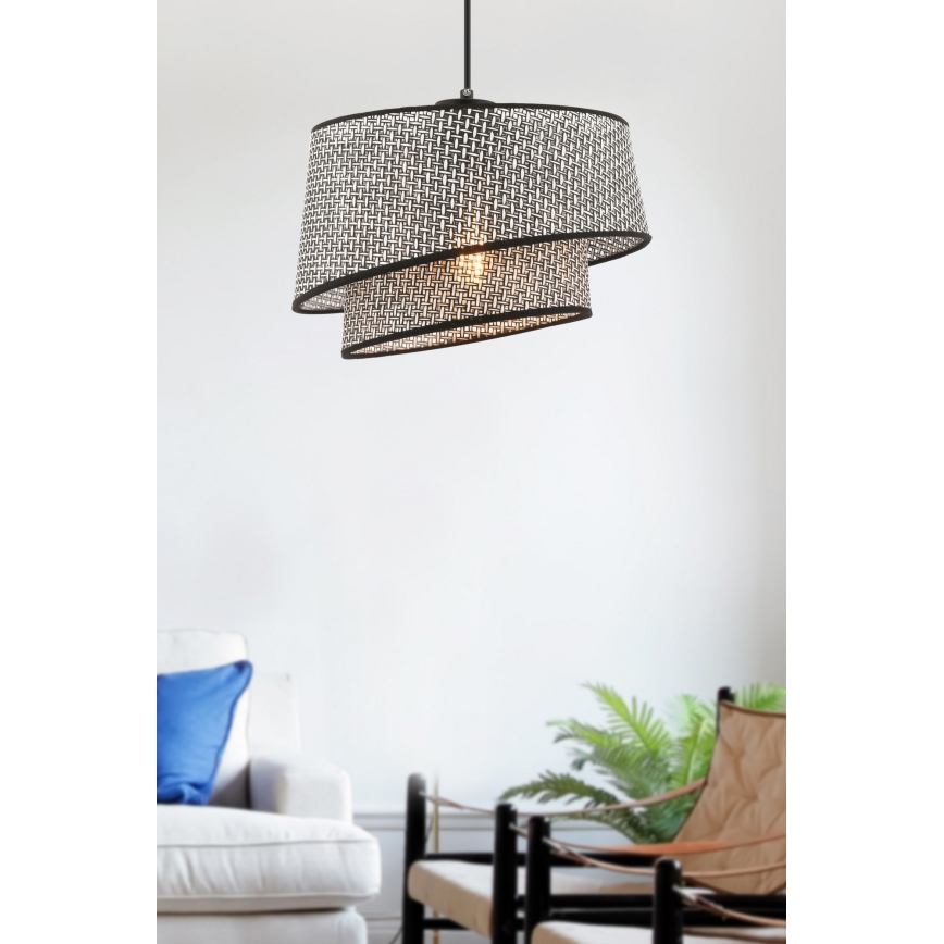 Luster na vrvici BARETTE 1xE27/60W/230V siva/črna