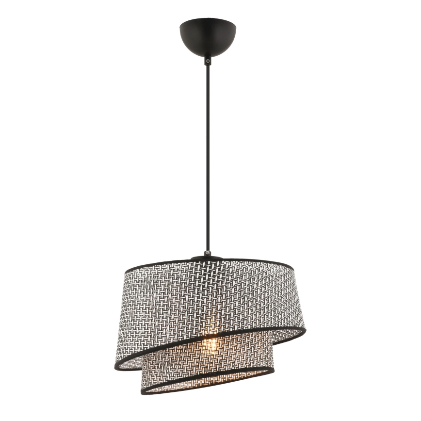 Luster na vrvici BARETTE 1xE27/60W/230V siva/črna