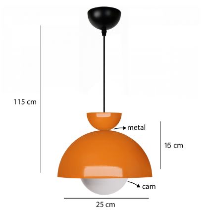 Luster na žici SALVA 1xE27/15W/230V oranžna