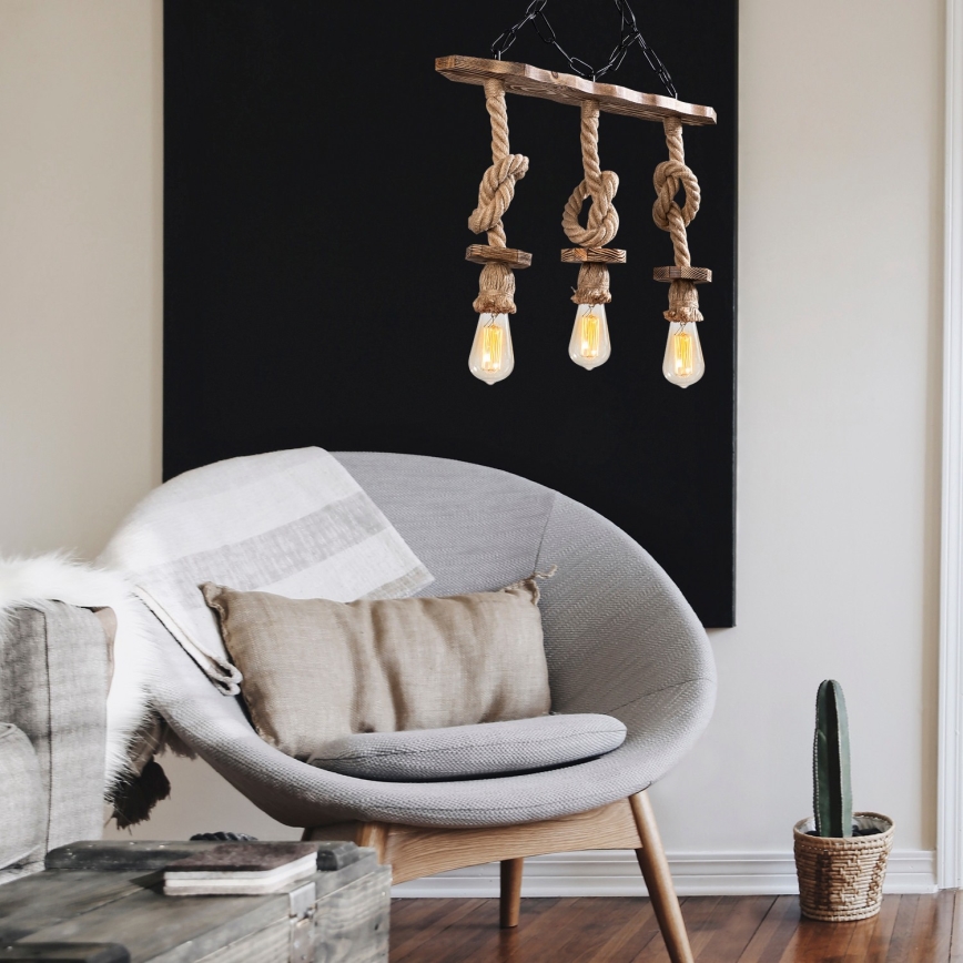 Luster z verige EREBOS 3xE27/40W/230V rjava
