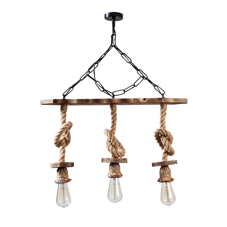 Luster z verige EREBOS 3xE27/40W/230V rjava