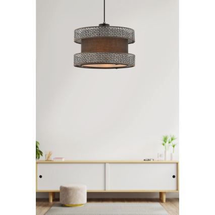 Lustera na lanku HALO 1xE27/60W/230V rjava/siva