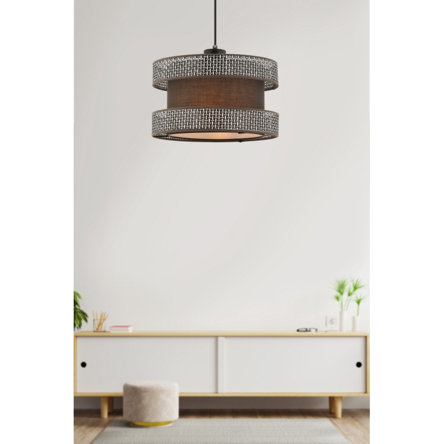 Lustera na lanku HALO 1xE27/60W/230V rjava/siva
