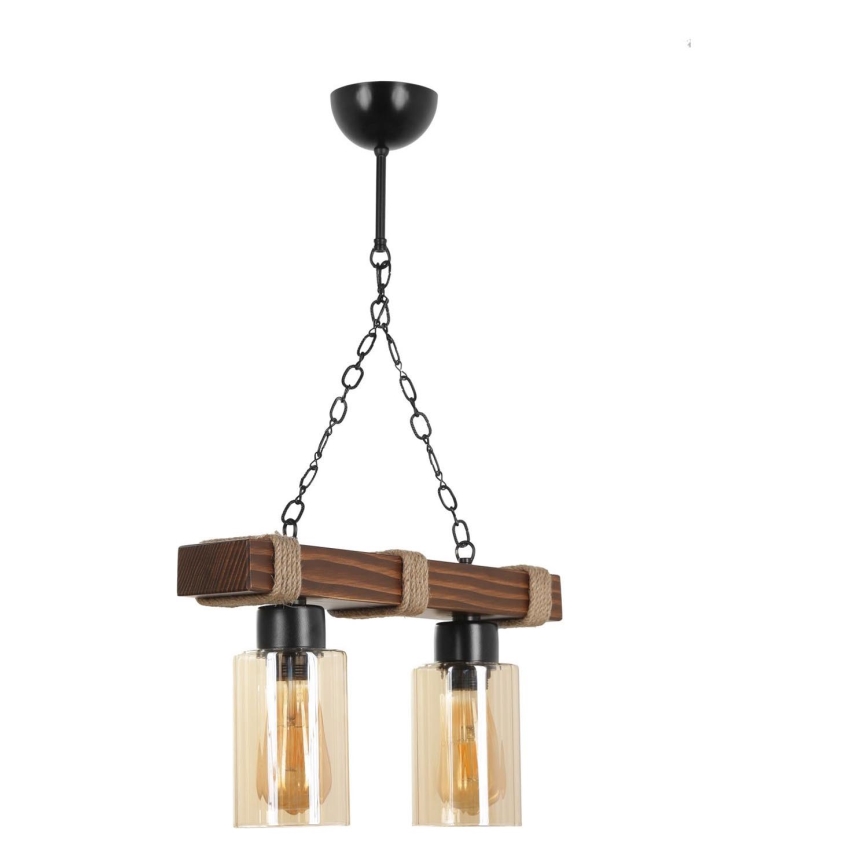 Lustrov na verigi JASMIN 2xE27/40W/230V rjava/bežna
