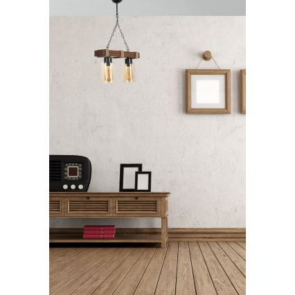 Lustrov na verigi JASMIN 2xE27/40W/230V rjava/bežna