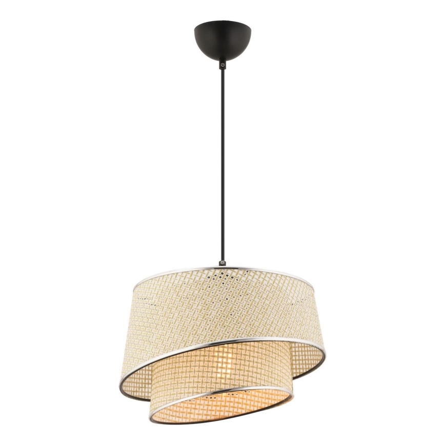 Lustru na šnurci BARETTE 1xE27/60W/230V kremasta/leskasti krom