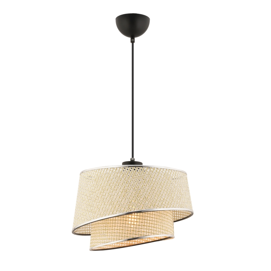 Lustru na šnurci BARETTE 1xE27/60W/230V kremasta/leskasti krom