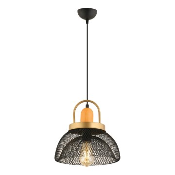 Lustru na vrv MONZA 1xE27/40W/230V premer 29 cm črna/zlata