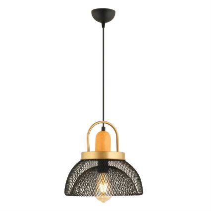 Lustru na vrv MONZA 1xE27/40W/230V premer 29 cm črna/zlata